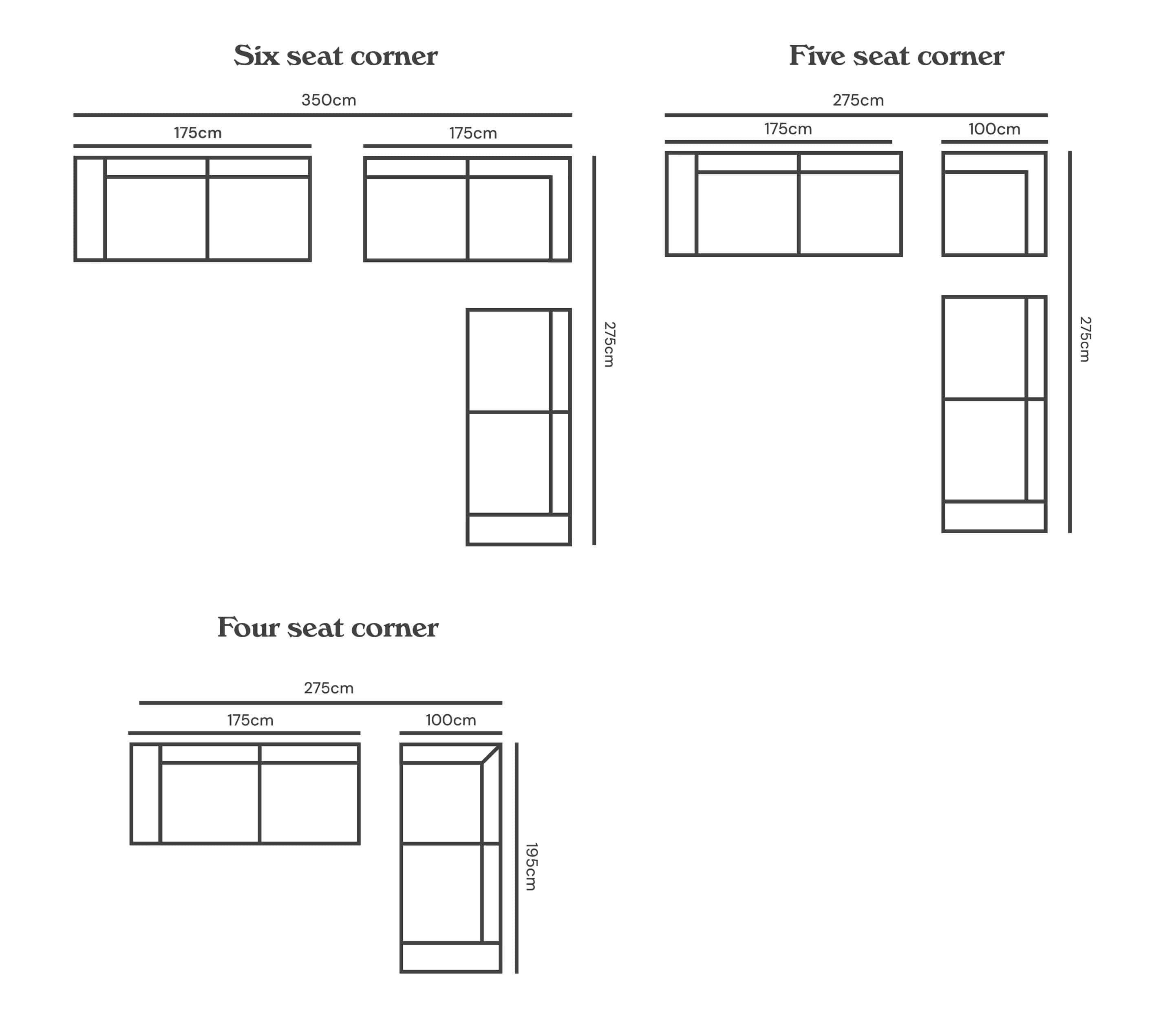 Theodore Corner Sizes