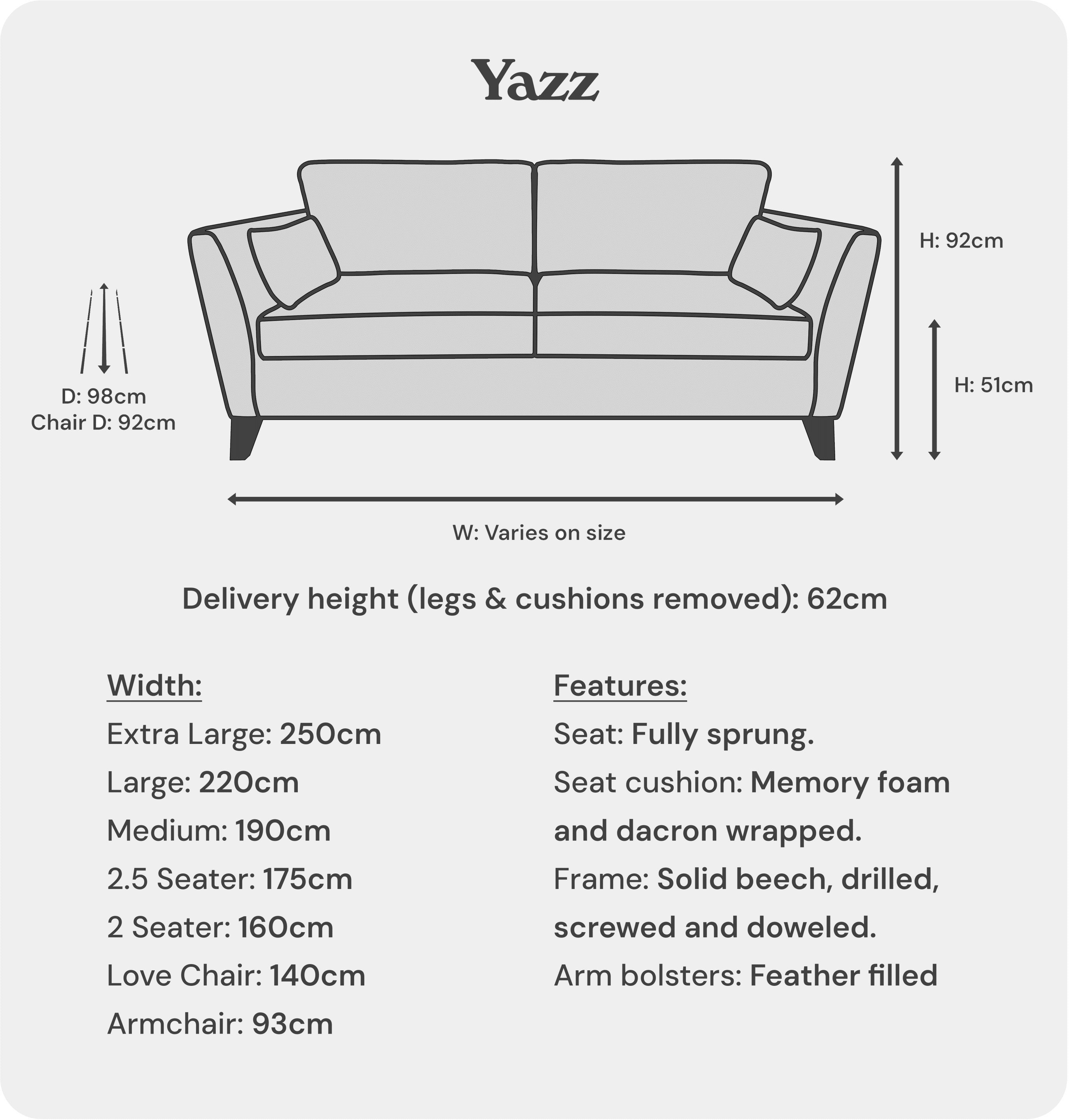 Yazz Sizes