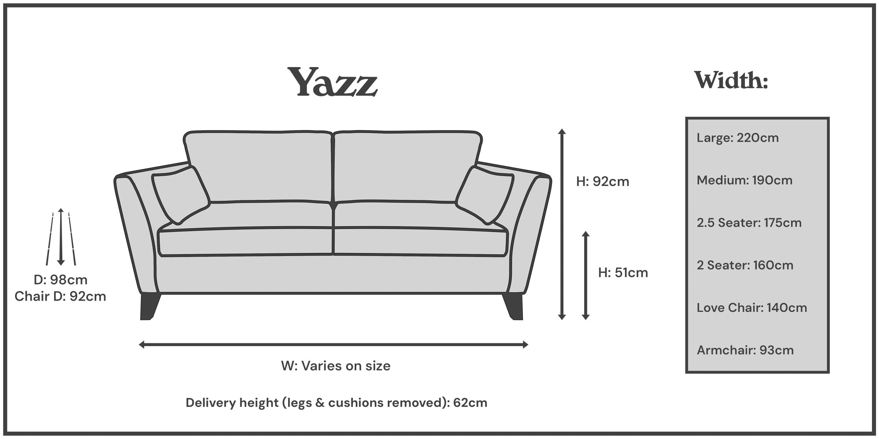 Yazz Sizes