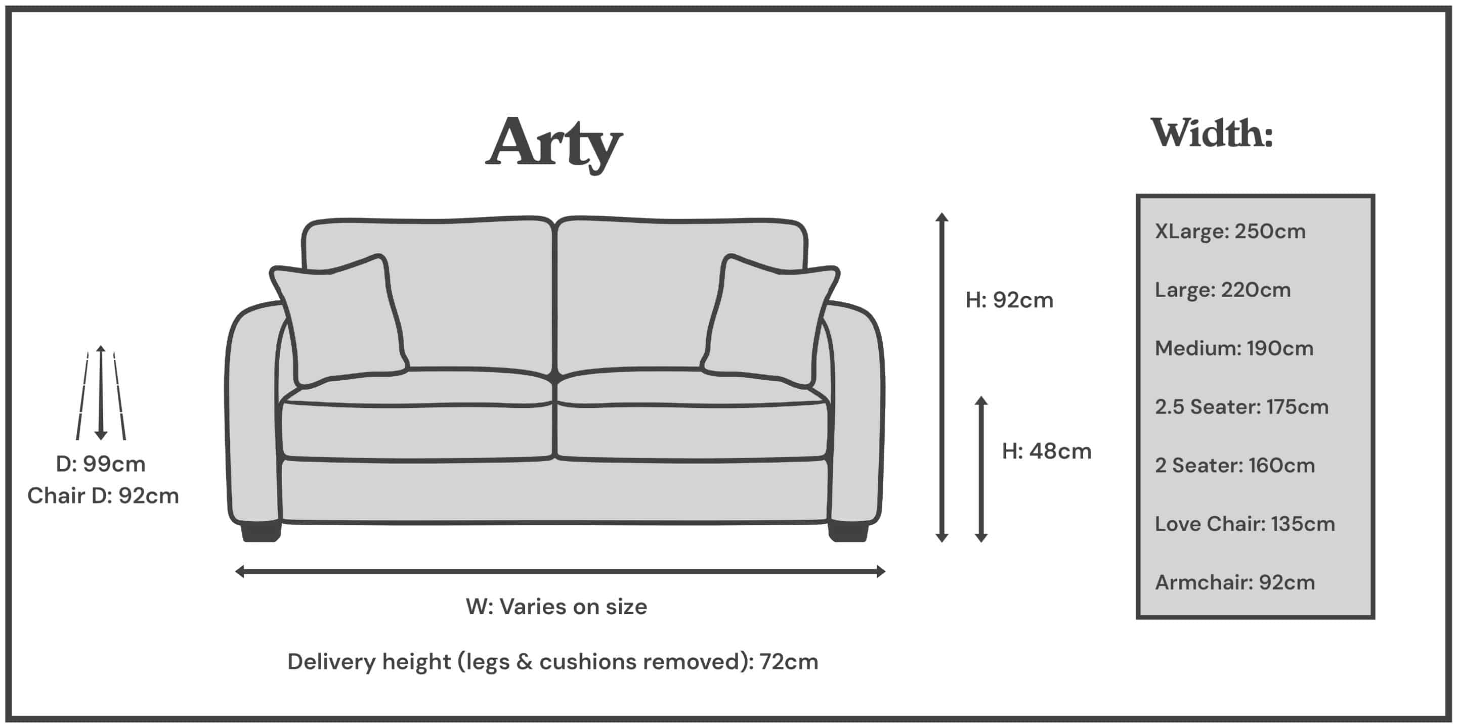 Sofa dimensions illustration