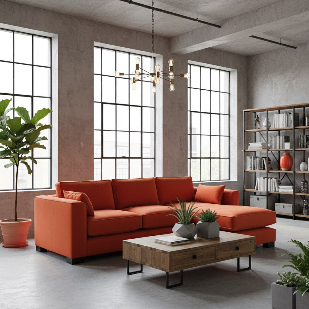 Daybed option Sofa bespoke orange velvet daybed in a living room