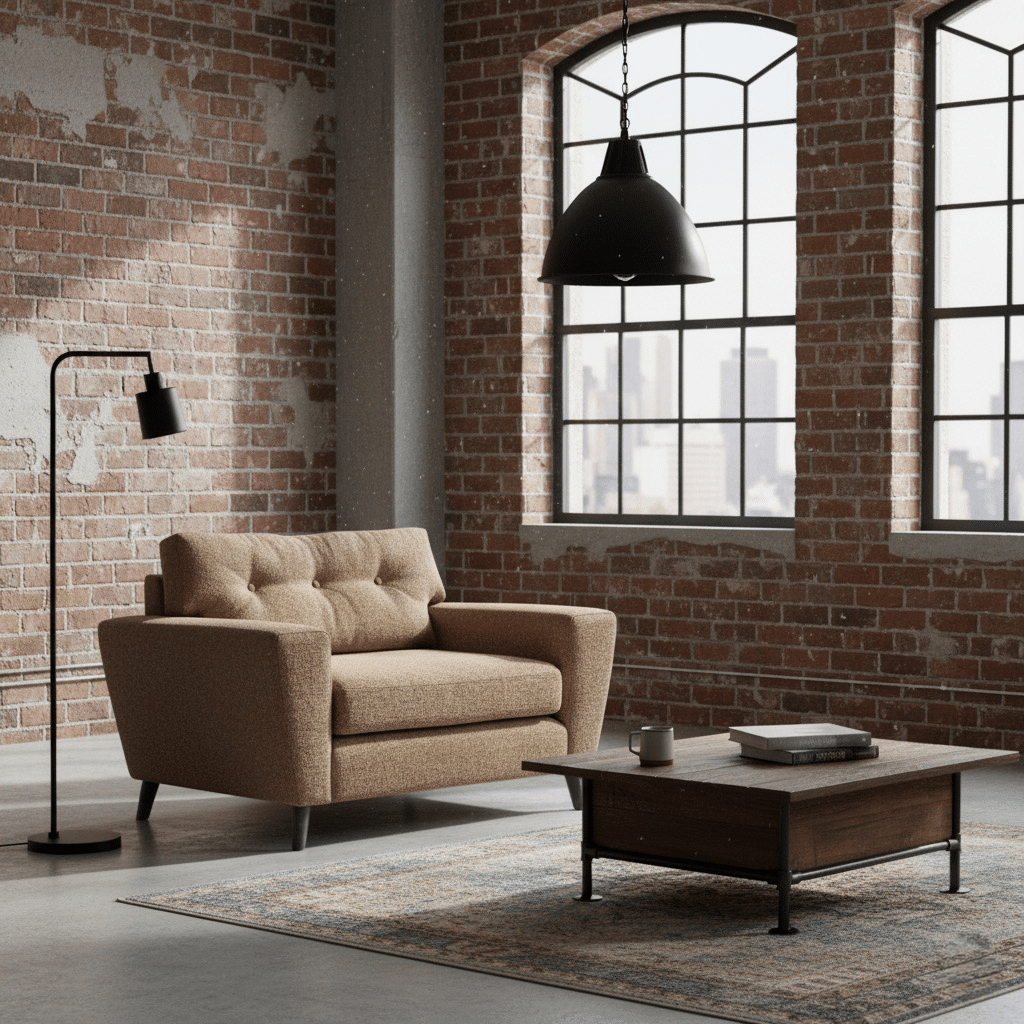 Hepburn Love Chair Bespoke love chair in orange boucle in living room