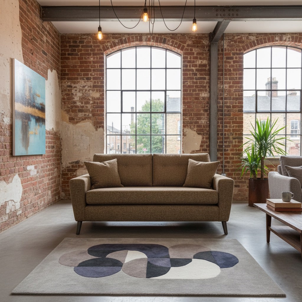 Bespoke sofa in boucle, in a living room