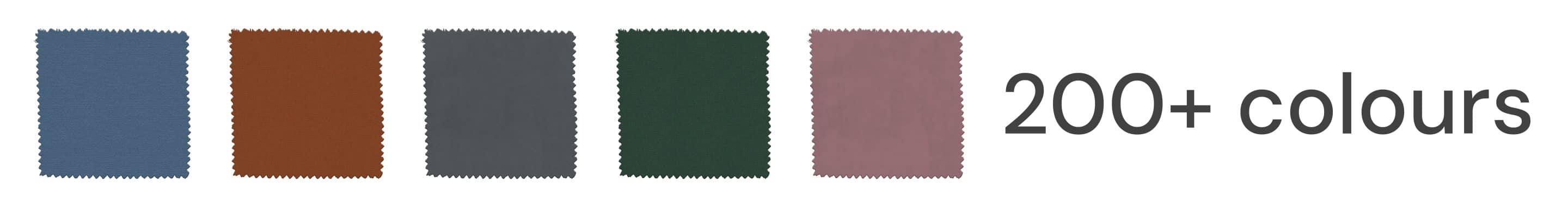 Sofa combos fabric swatches in many colours, on a white background