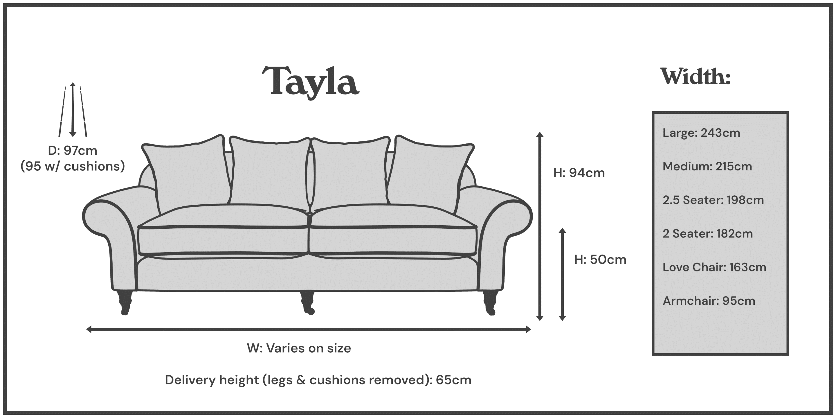 Dimensions for sofa