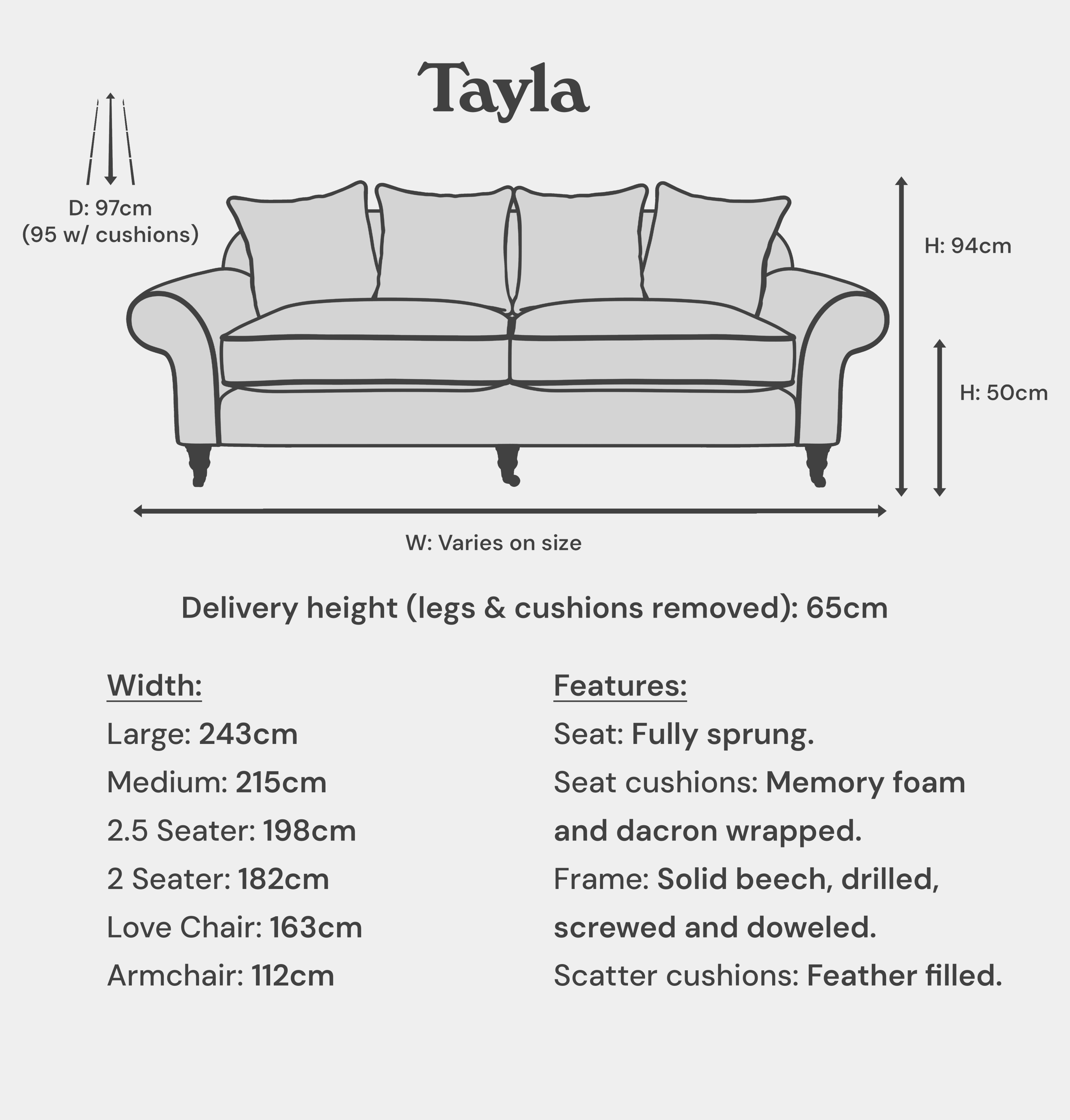 Sofa dimensions diagram