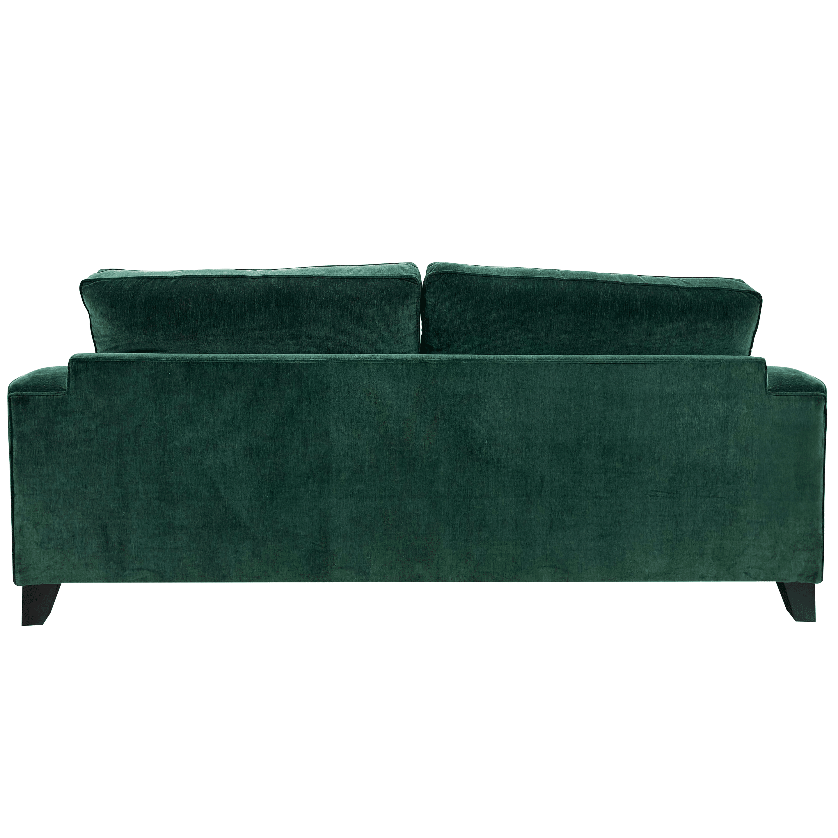 Bespoke green velvet sofa on a white background