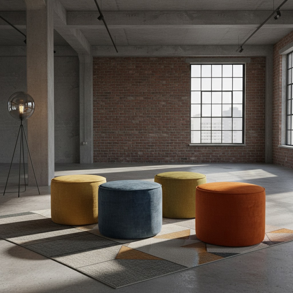 Bespoke Funkies Colourful bespoke footstools in a living room setting