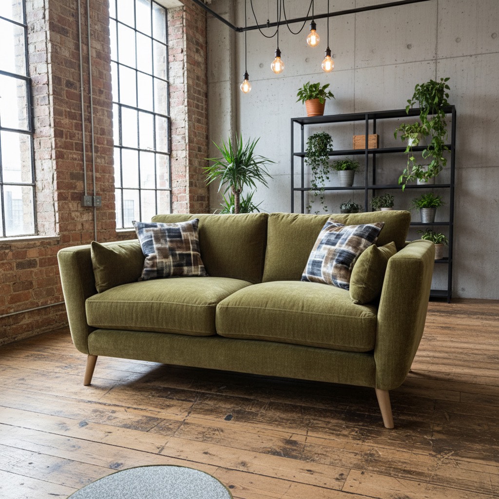 Monroe green Bespoke Sofa in Living Room