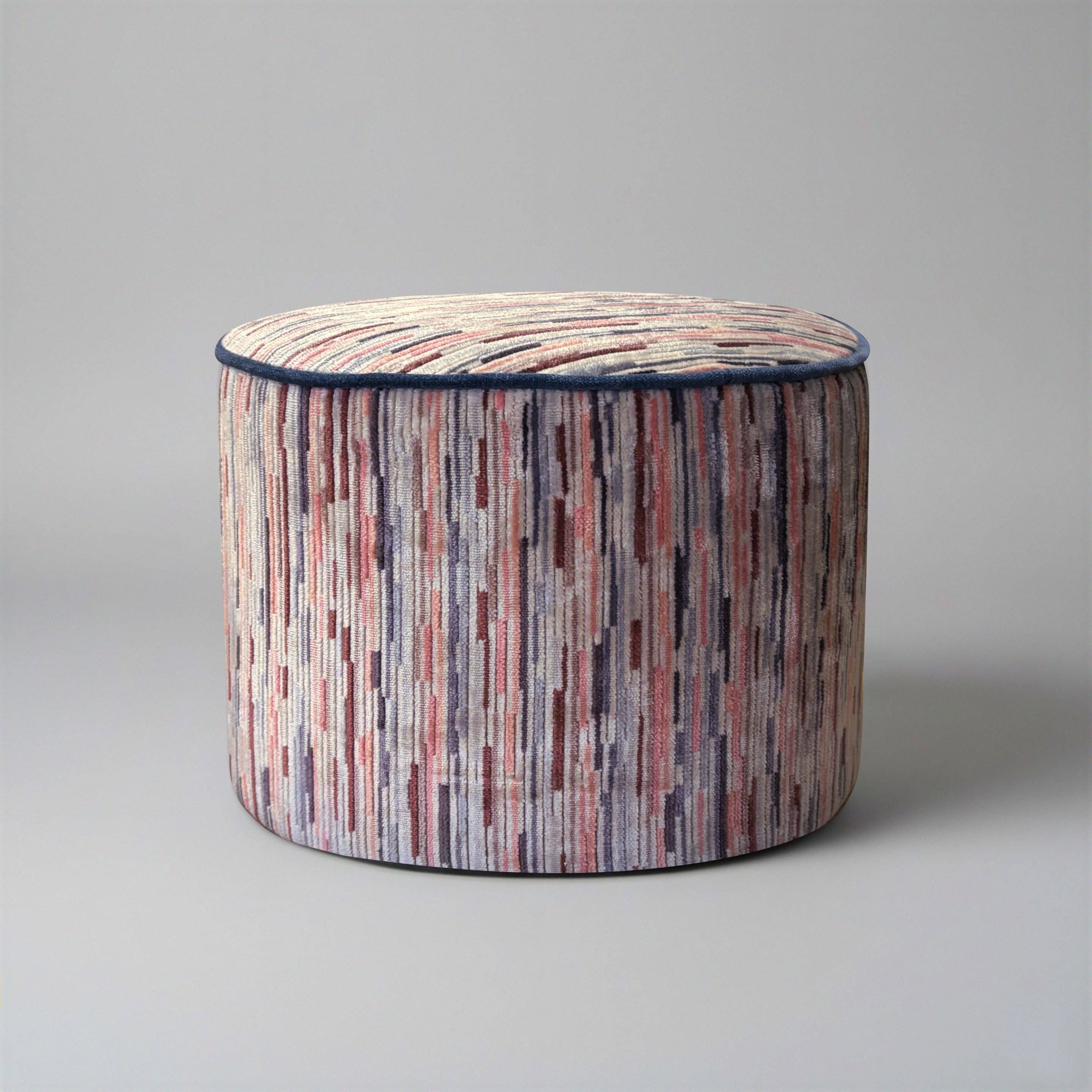 Funky in Watercolour Stripe Bespoke footstool in colour stripe fabric background