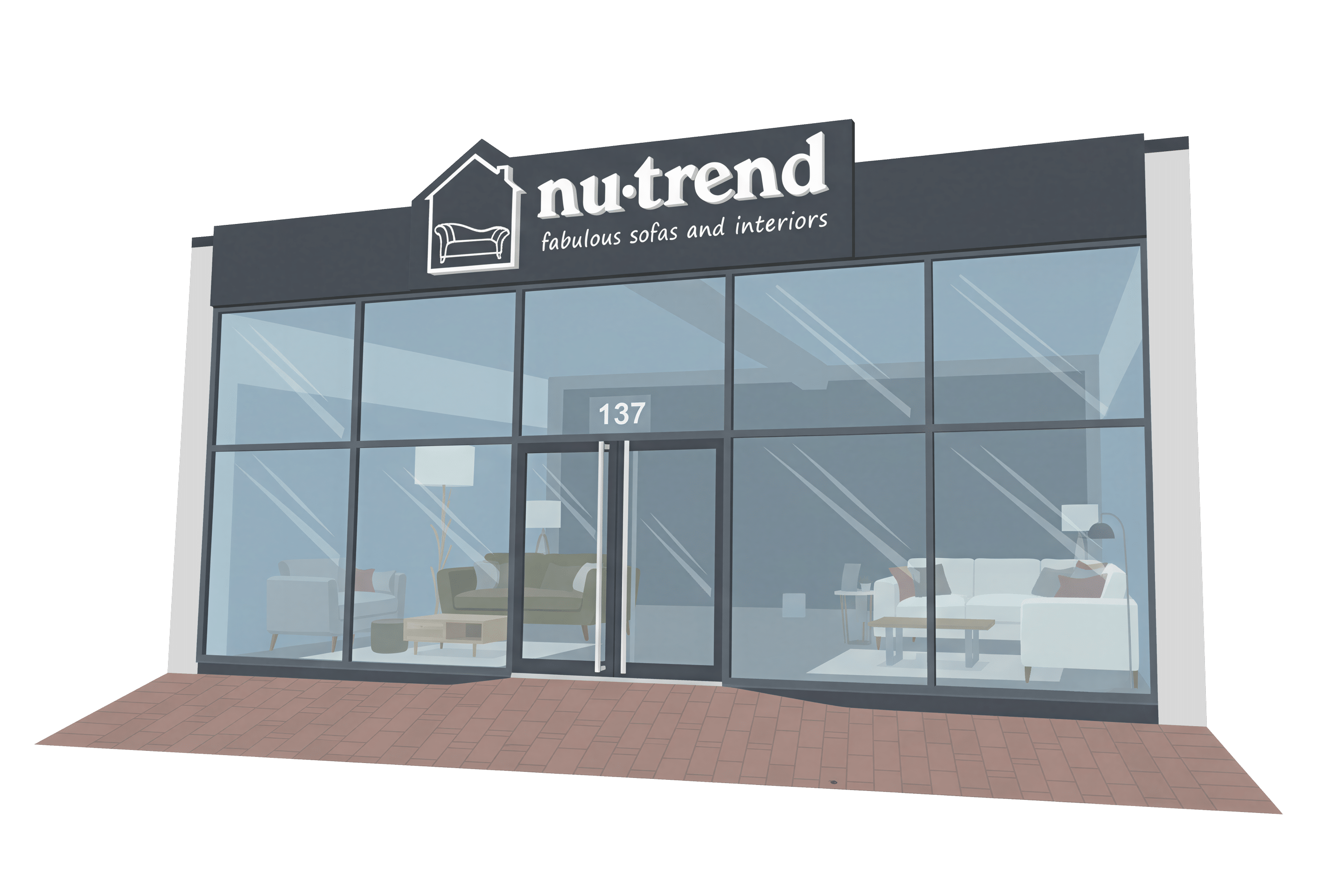 Nottingham showroom building in illustrated cartoon style